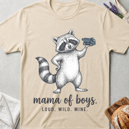 Mama of Boys Raccoon T-shirt | Loud Wild Mine Tee