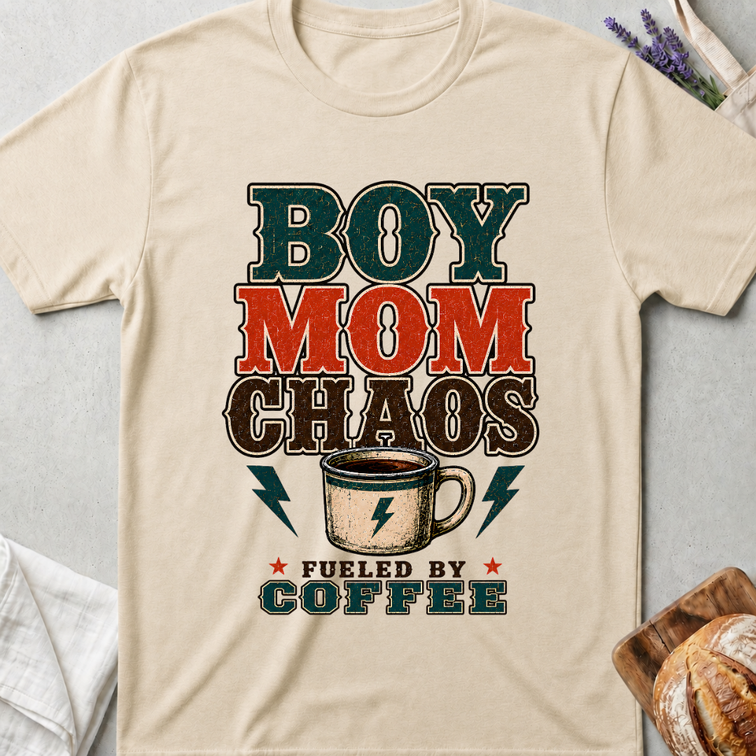 Boy Mom Chaos Fueled by Coffee T-shirt