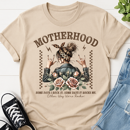 Motherhood Floral Grapic T-shirt - Some Days I Rock It