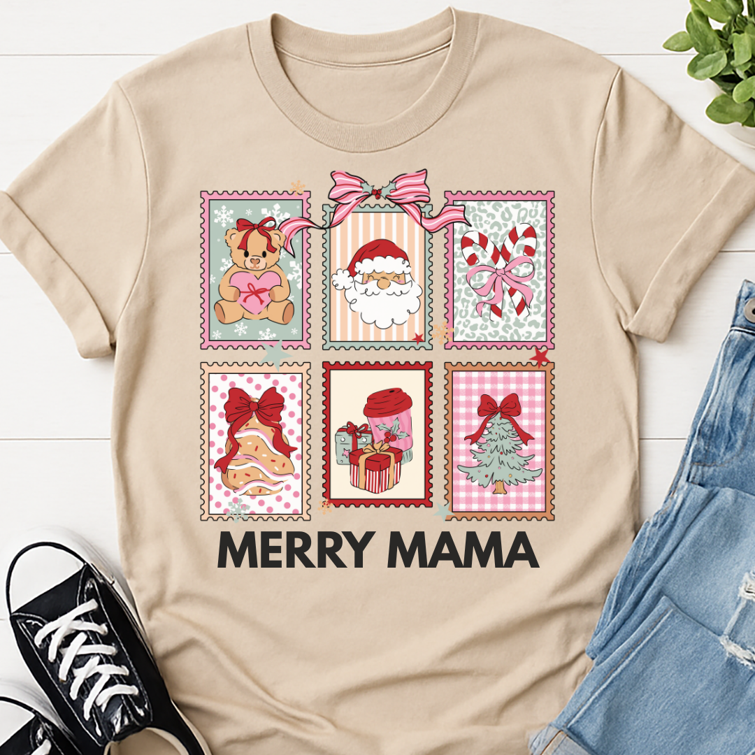 Merry Mama Stamps Christmas T-shirt