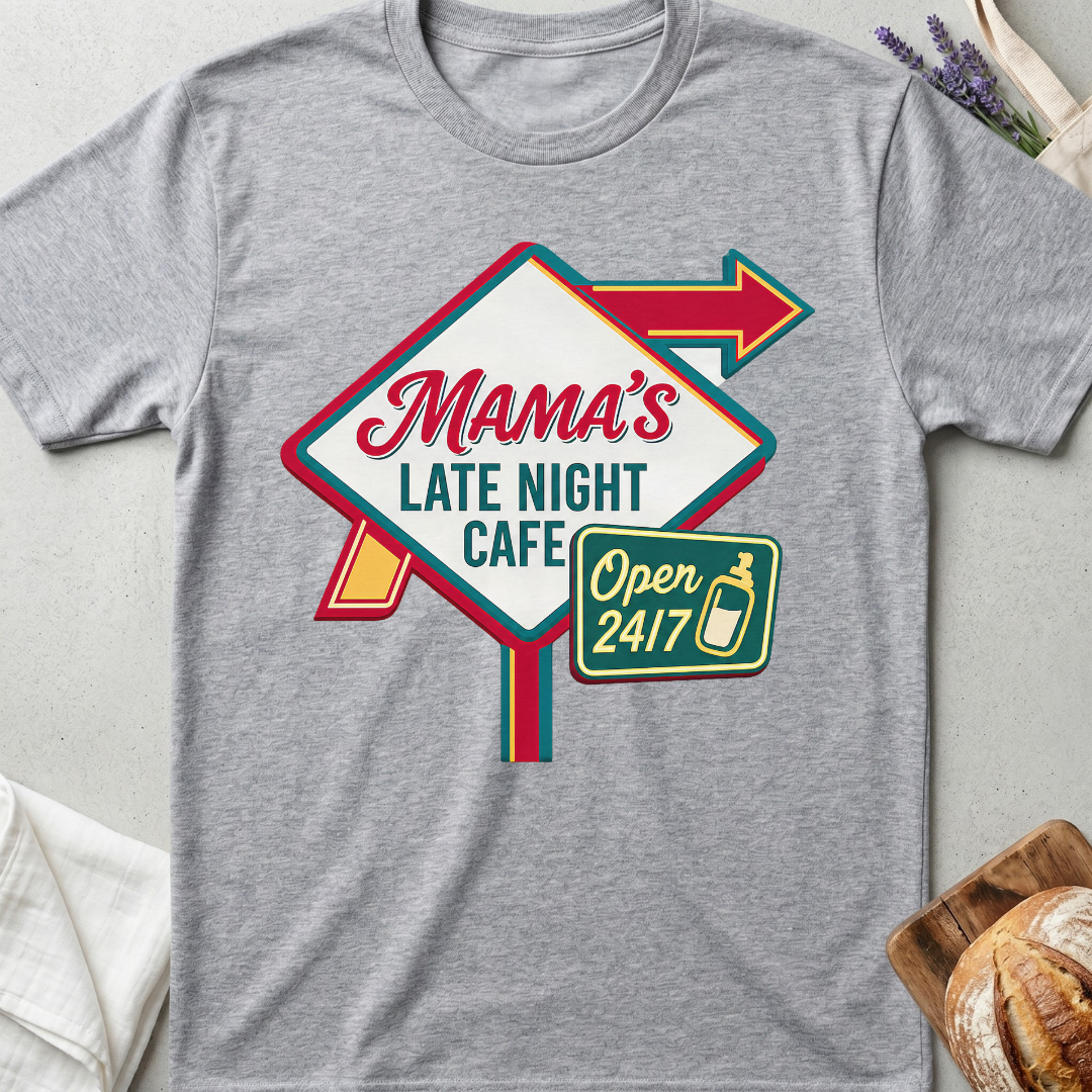 Mama's Late Night Cafe Shirt | Open 24/7 Mom Life Tee