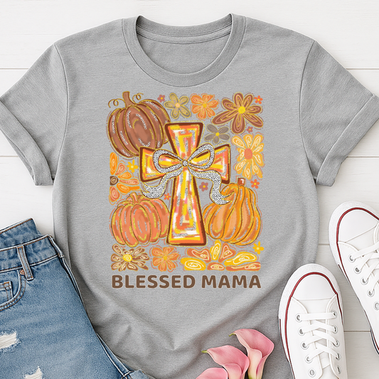 Blessed Mama Fall Floral T-shirt - Dark Font