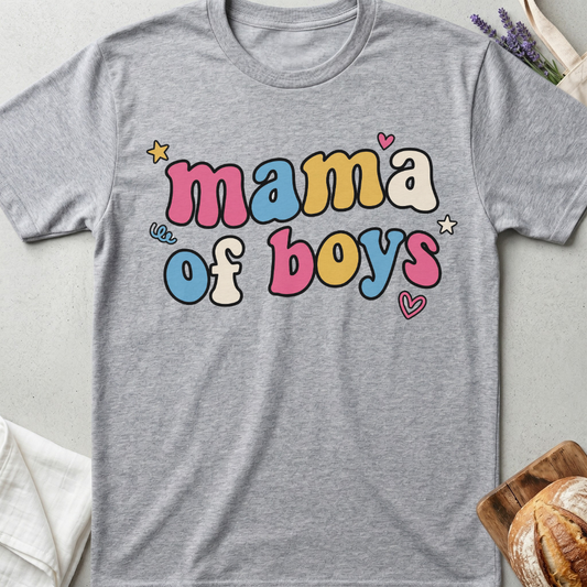 Mama of Boys Retro Bubble T-shirt