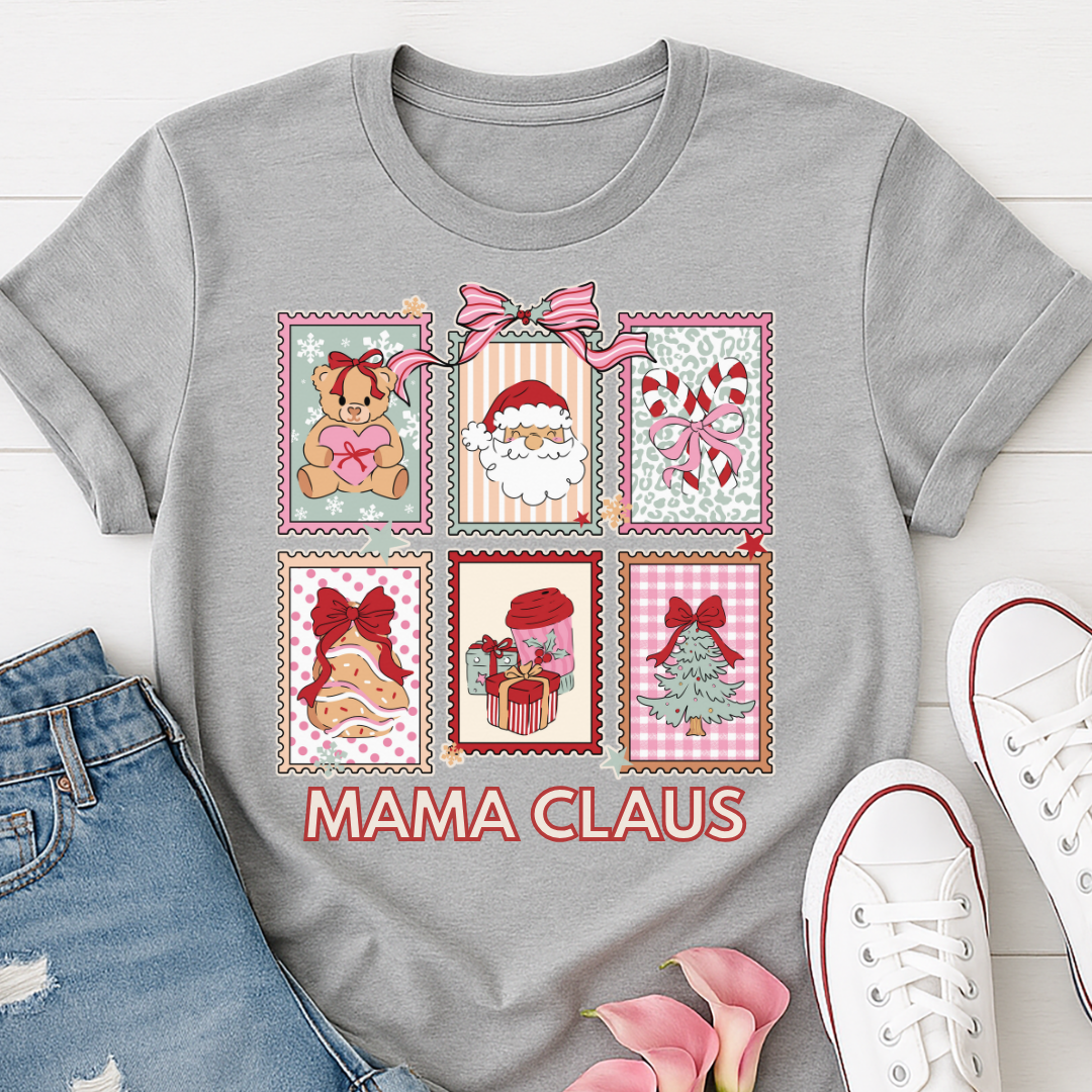 Mama Claus Stamps Christmas T-shirt