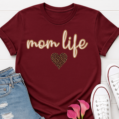 Mom Life Leopard Heart T-shirt - Cute Mama Tee