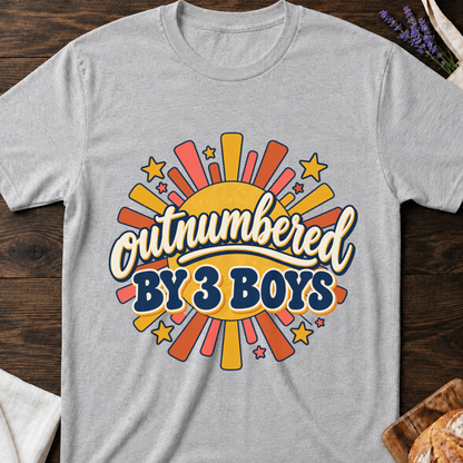 Outnumbered by 3 Boys T-Shirt - Retro Mom Shirt