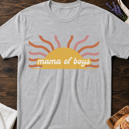 Mama of Boys Retro Sunset T-shirt | Vintage Boy Mom Graphic Tee