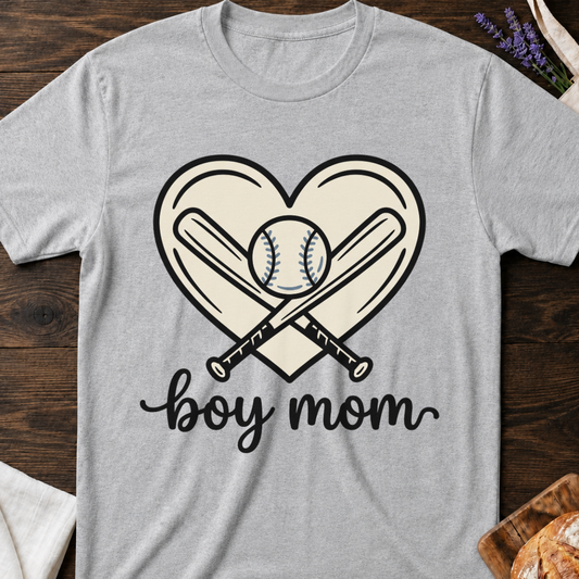 Boy Mom Baseball Heart Tee