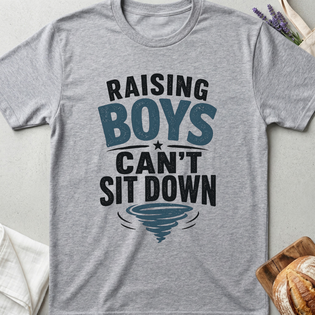 Raising Boys Shirt – Funny Relatable Mom Life Tee