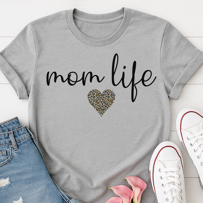 Mom Life Leopard Heart T-shirt - Cute Mama Tee