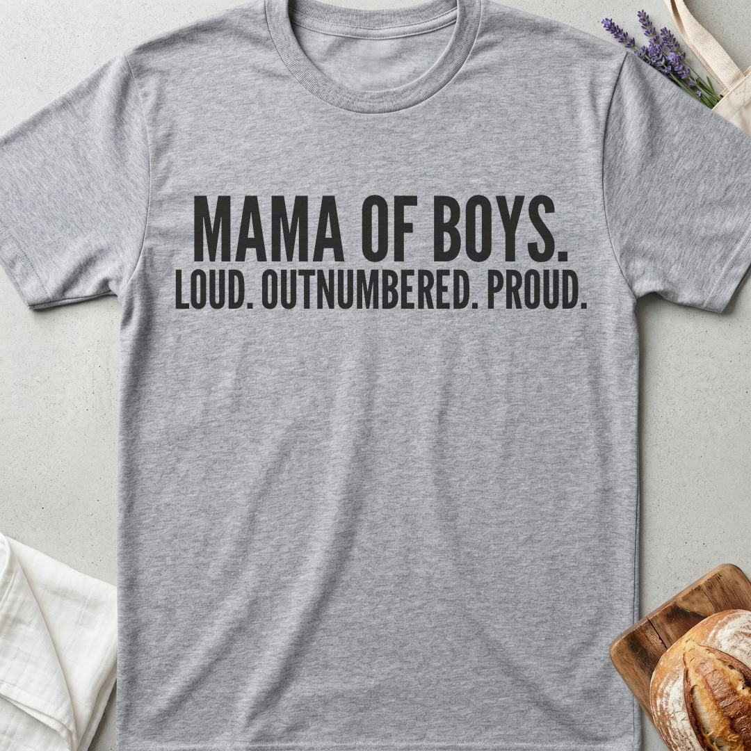 Mama of Boys Shirt | Loud Outnumbered Proud T-Shirt for Boy Moms