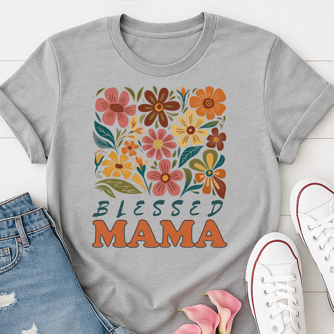 Blessed Mama Floral T-shirt - Faith Inspired Mom Tee