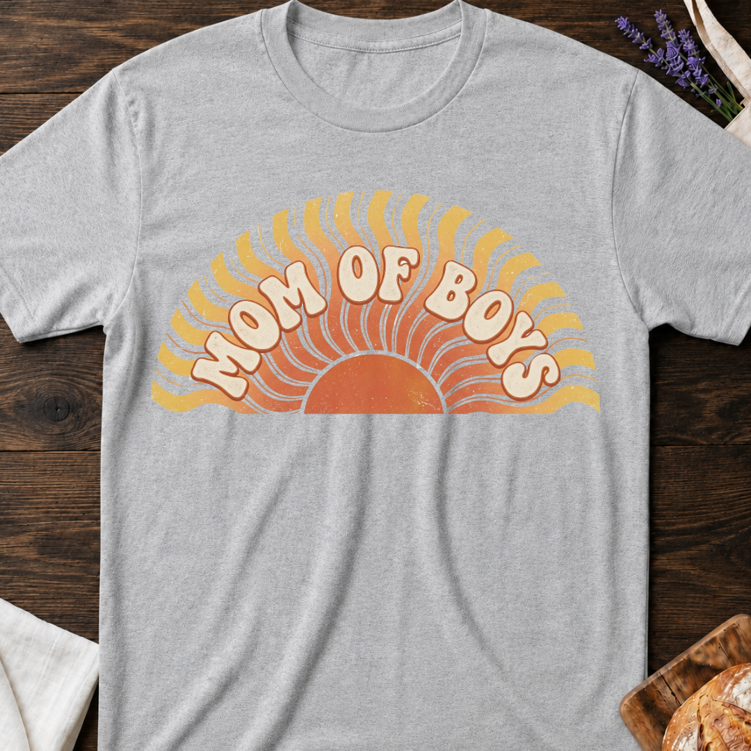 Mom Of Boys Retro Sunset T-shirt