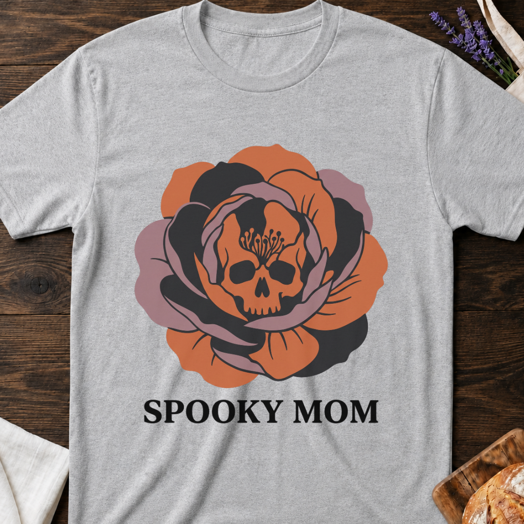 Spooky Mom T‑Shirt - Flower Skull Halloween Tee