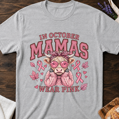 In October Mamas Wear Pink Highland Cow Shirt