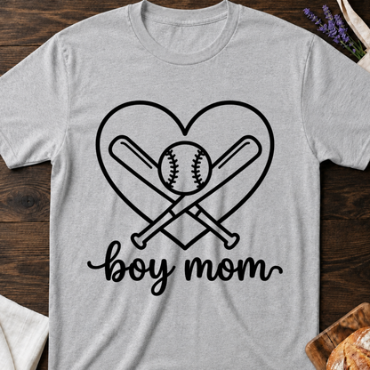 Boy Mom Baseball Heart T-Shirt