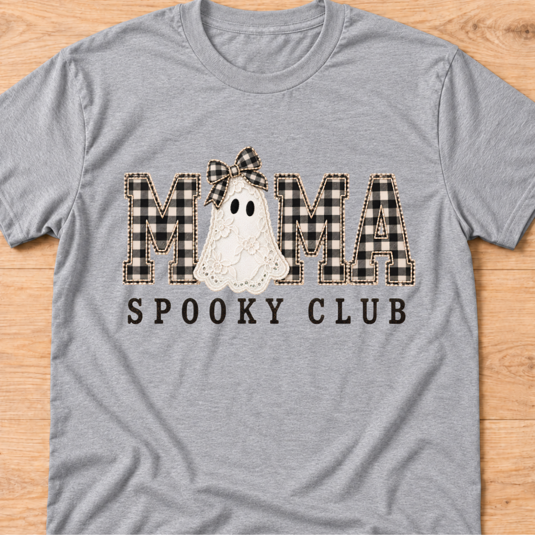 Mama Spooky Club Plaid T‑Shirt