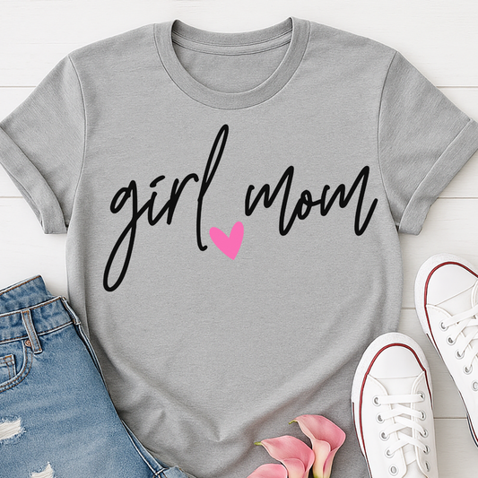 Girl Mom Script Heart T-shirt