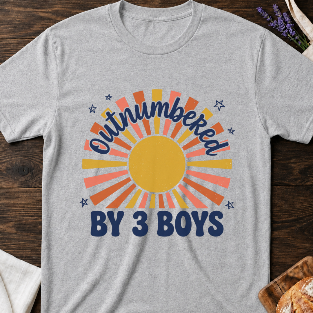 Outnumbered by 3 Boys Mom T-Shirt