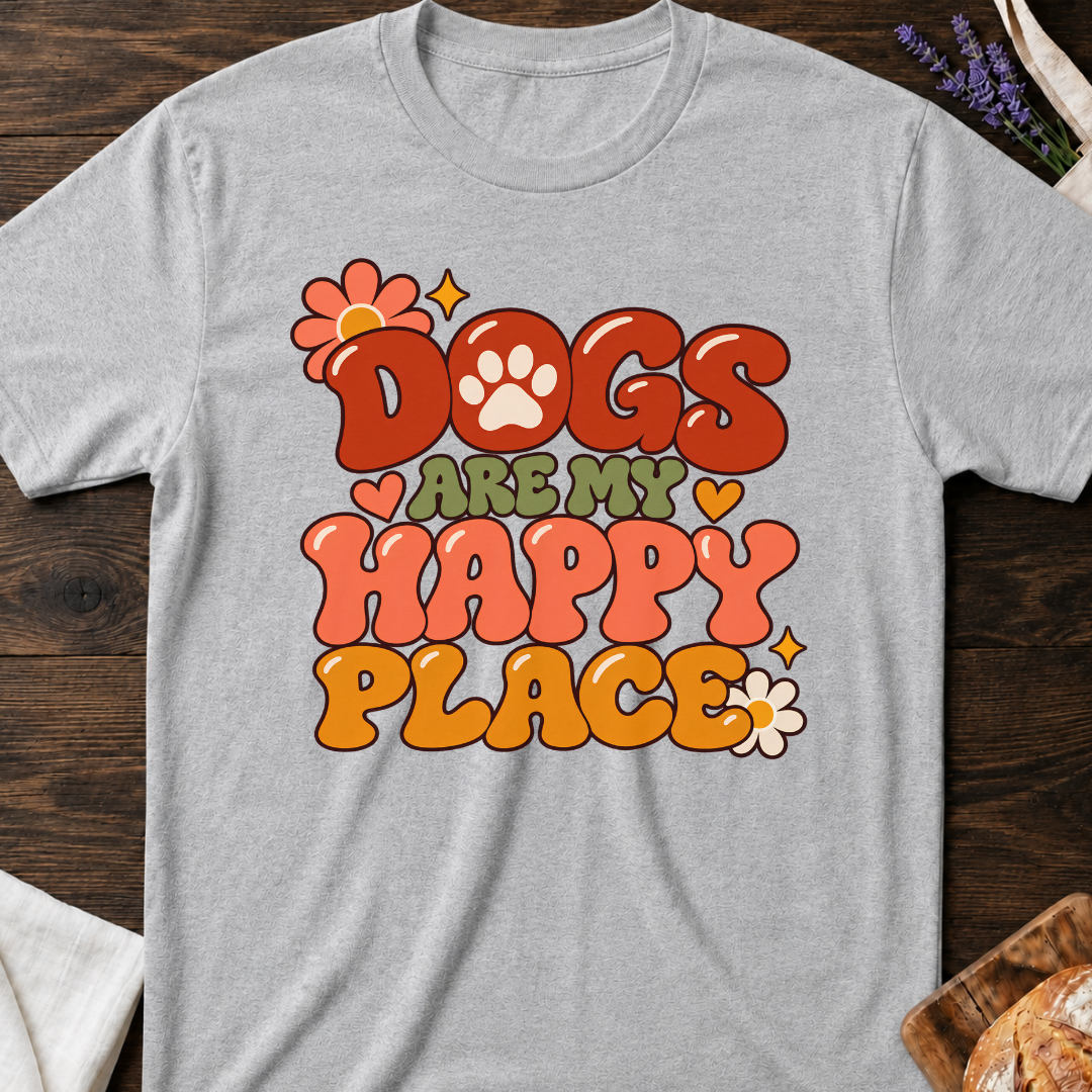 Dogs Are My Happy Place Retro T-Shirt