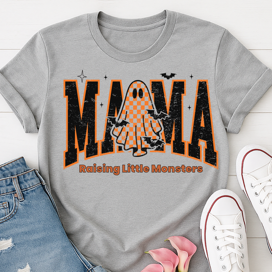 Mama Raising Little Monsters Halloween Mom T-shirt