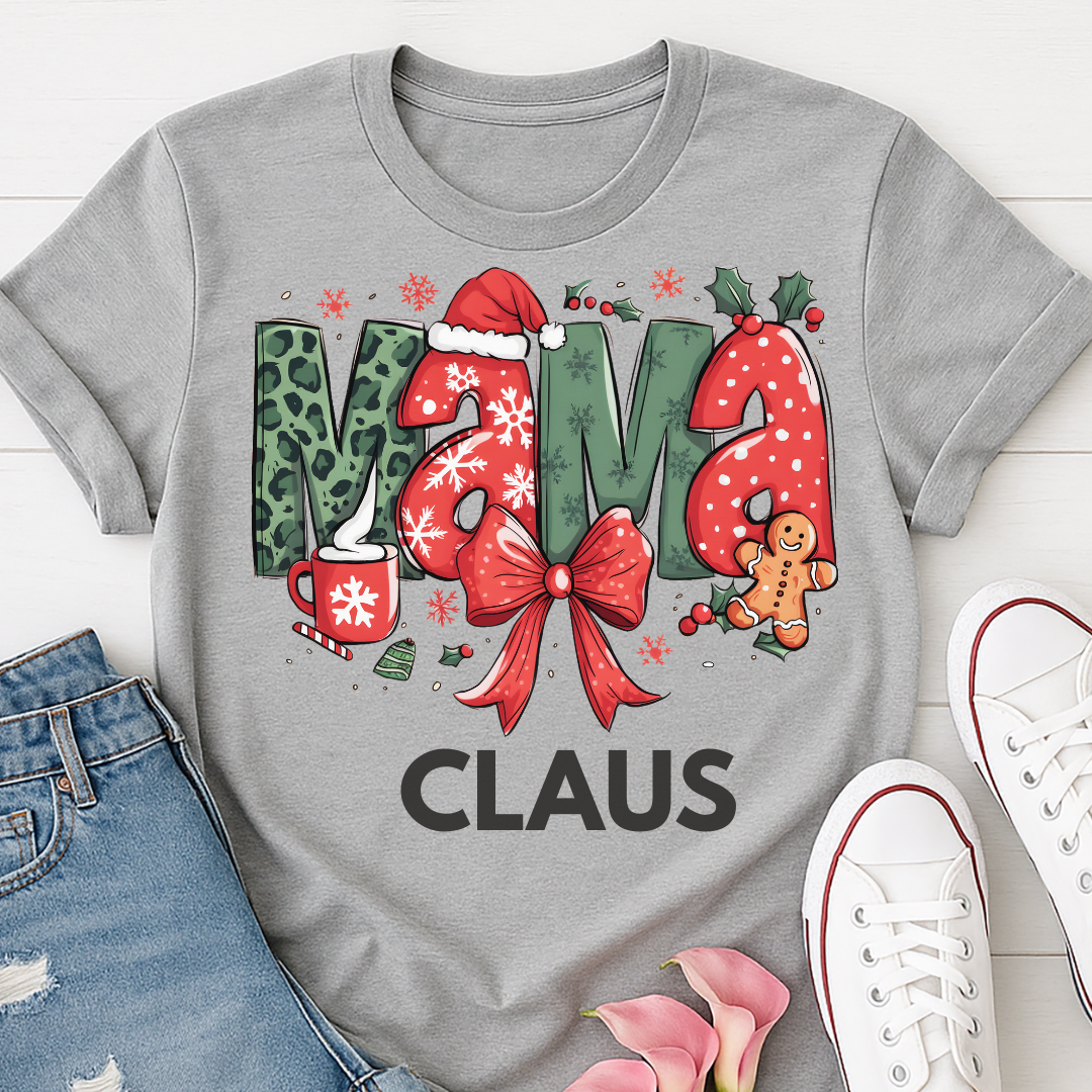 Mama Claus Bow Christmas T-shirt