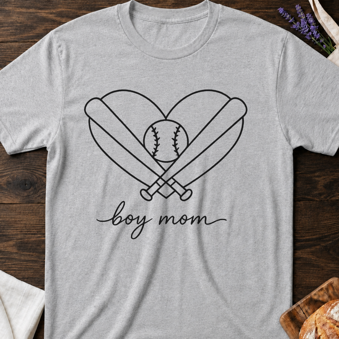 Boy Mom Baseball Heart T-Shirt