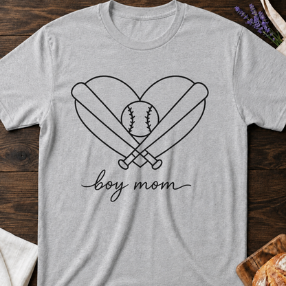 Boy Mom Baseball Heart T-Shirt