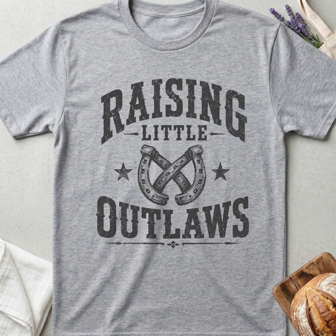 Raising Little Outlaws T-Shirt | Western Boy Mom Shirt