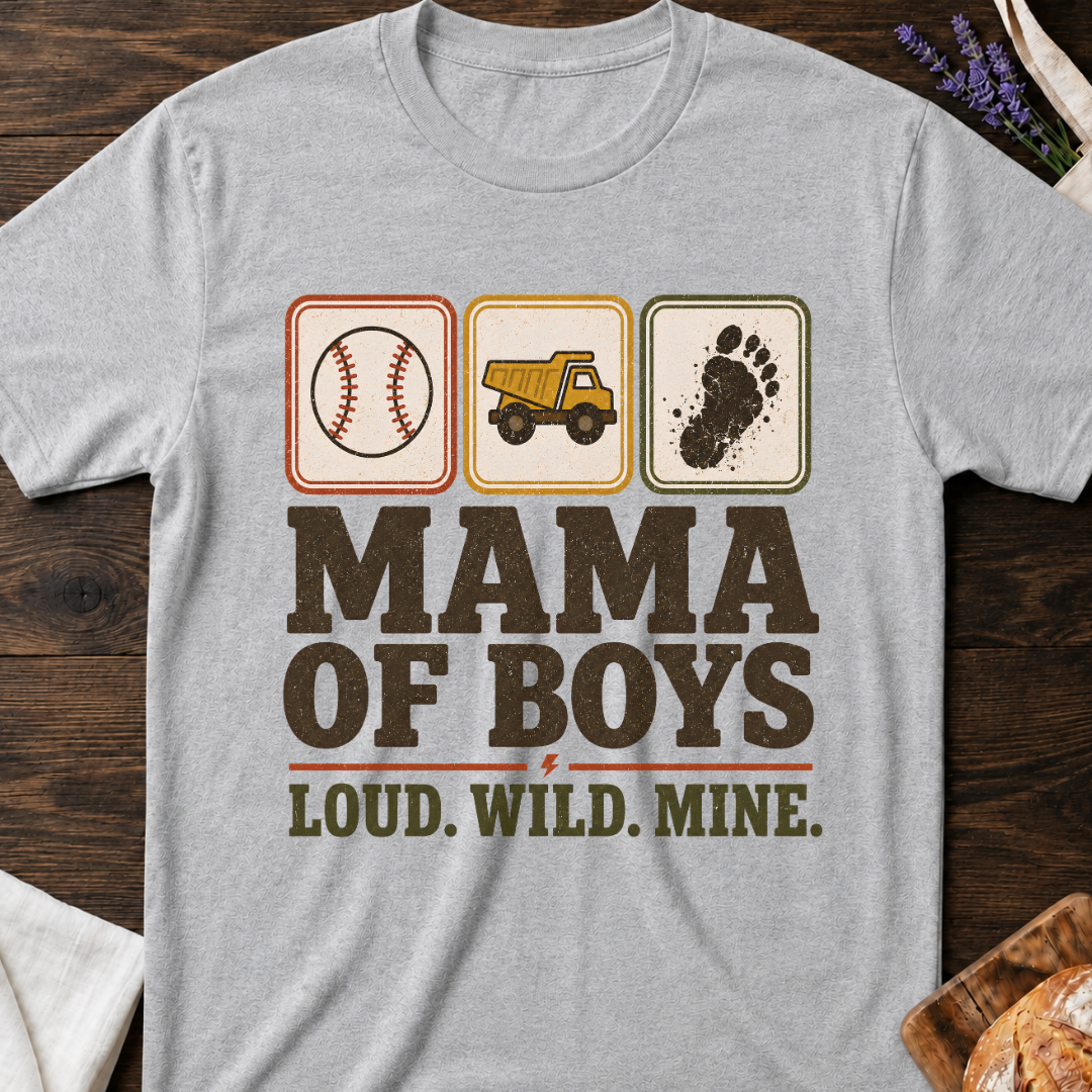 Mama of Boys Loud Wild Mine Stamps T-shirt