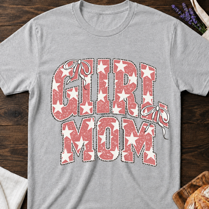 Girl Mom T-shirt - Stars en Coquette Bows Graphic Tee