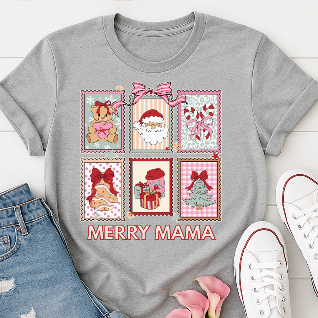 Merry Mama Stamps Christmas T-shirt