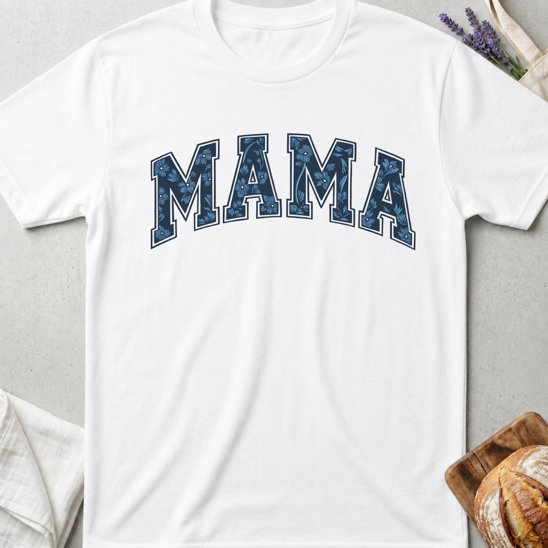 Chinoiserie Floral Varsity Mama T-shirt - Mama Shirt
