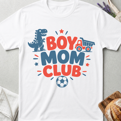 Boy Mom Club T-Shirt - Cute Sports & Dino Mama Tee