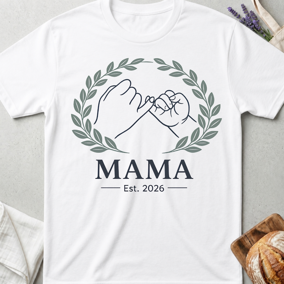 Minimalist Mama Est 2026 T-Shirt - New Mom Line Art Tee