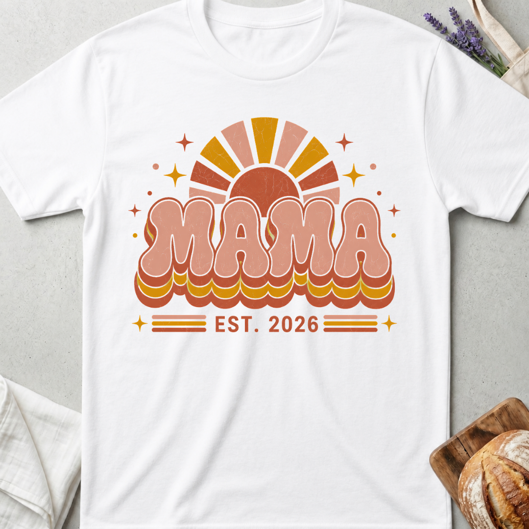 Retro Mama Shirt Est. 2026 – Vintage Boho Mom Tee
