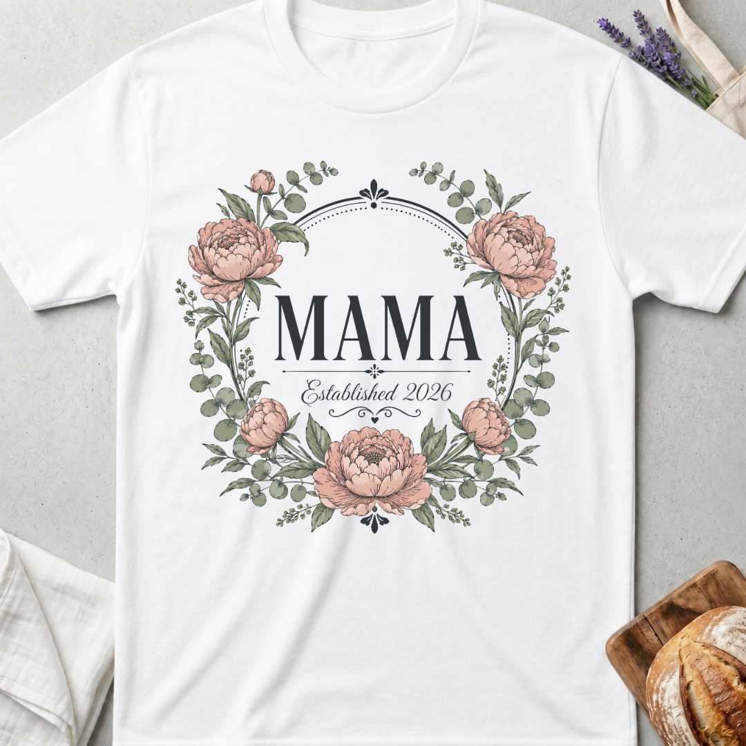 Mama Established 2026 Shirt – Floral Vintage Mom Tee