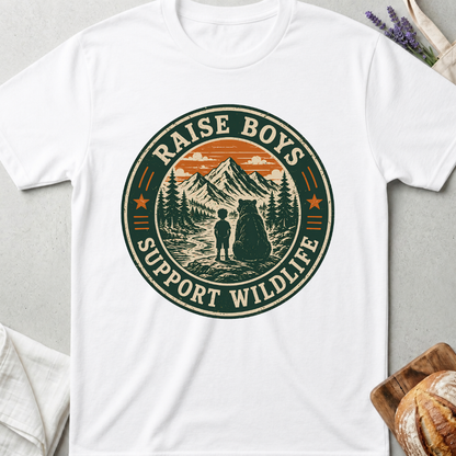 Raise Boys Support Wildlife Shirt | Funny Boy Mom Nature Tee
