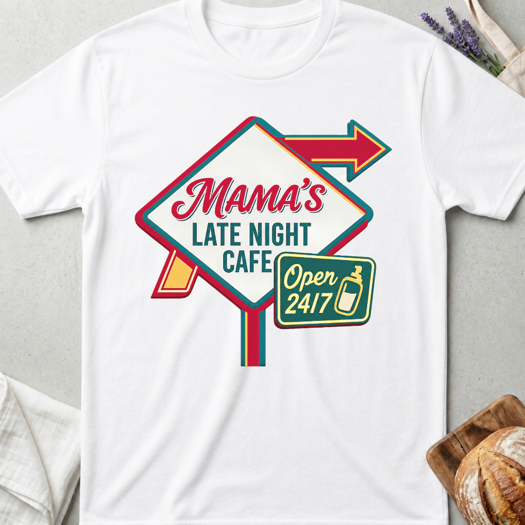 Mama's Late Night Cafe Shirt | Open 24/7 Mom Life Tee