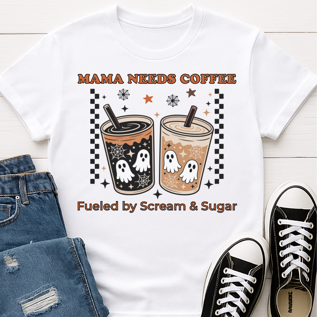 Mama Needs Coffee Halloween Mom T-shirt