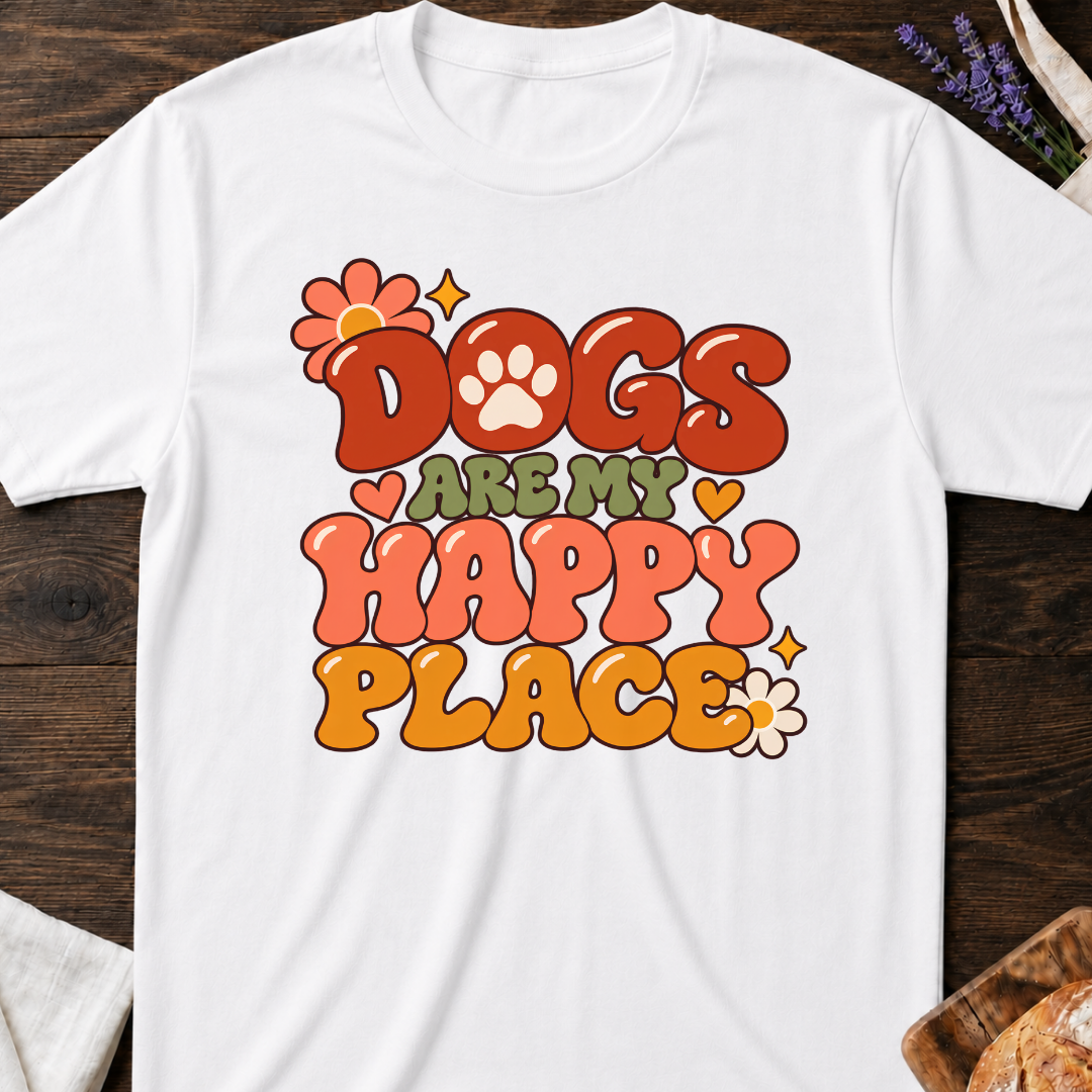 Dogs Are My Happy Place Retro T-Shirt
