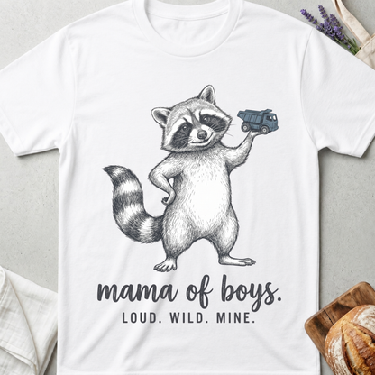 Mama of Boys Raccoon T-shirt | Loud Wild Mine Tee