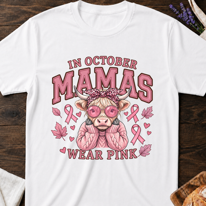 In October Mamas Wear Pink Highland Cow Shirt