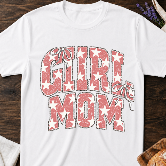 Girl Mom T-shirt - Stars en Coquette Bows Graphic Tee
