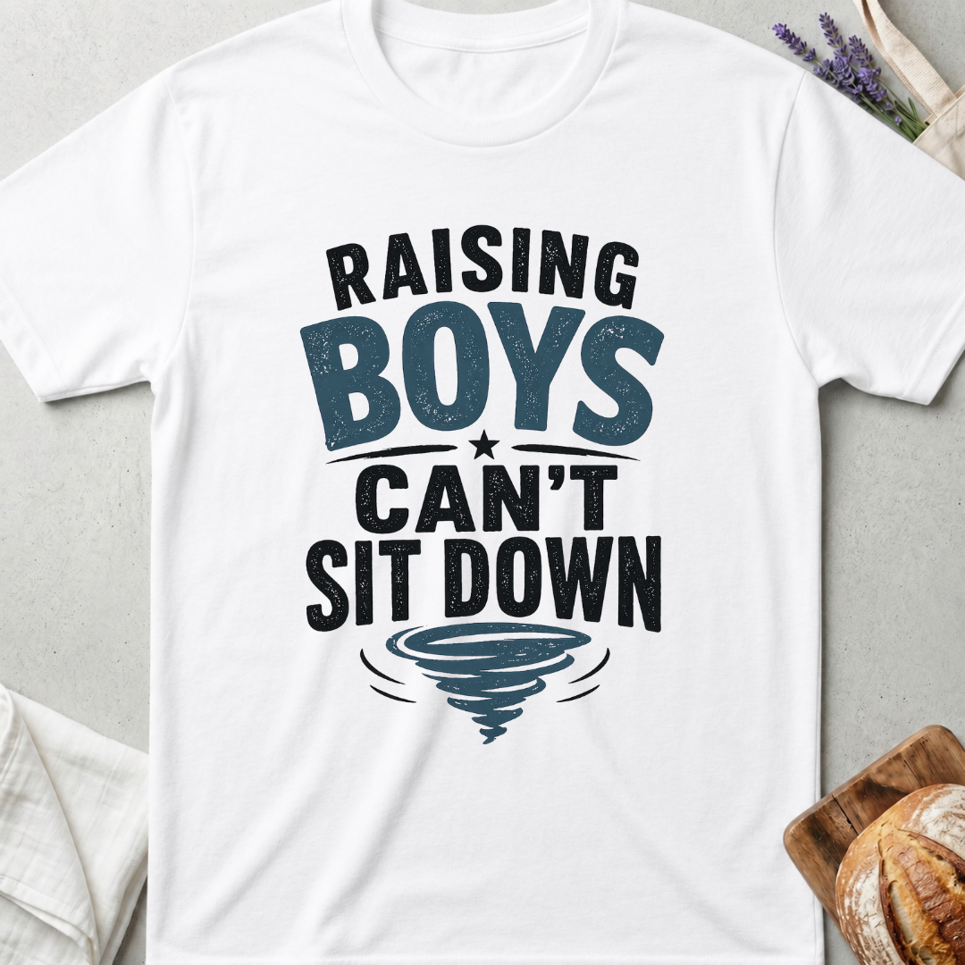 Raising Boys Shirt – Funny Relatable Mom Life Tee