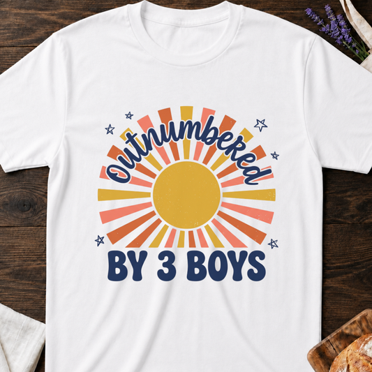 Outnumbered by 3 Boys Mom T-Shirt