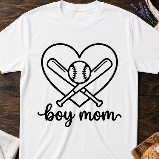 Boy Mom Baseball Heart Shirt