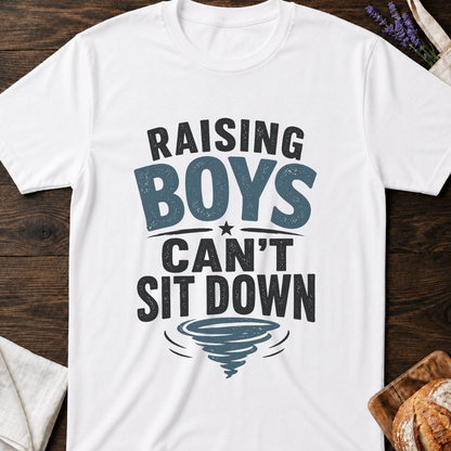 Raising Boys Shirt – Funny Relatable Mom Life Tee