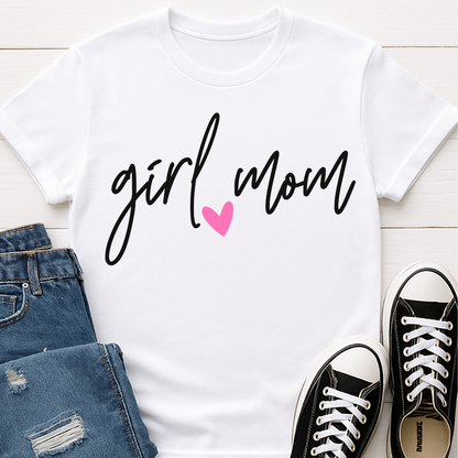 Girl Mom Script Heart T-shirt