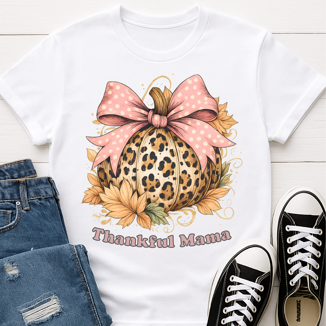 Thankful Mama Leopard Fall T-shirt